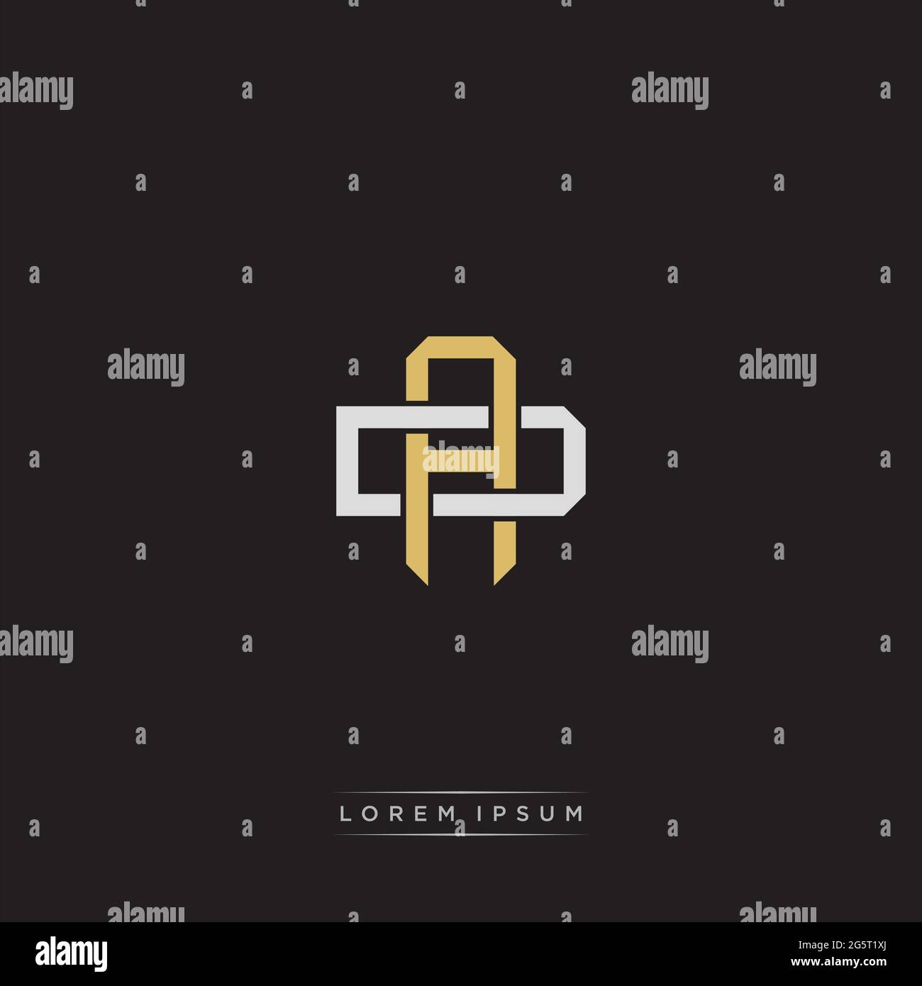 Initial Letter Overlapping Interlock Logo Monogramm Linie Art Stil auf schwarzem Hintergrund Vorlage isoliert Stock Vektor