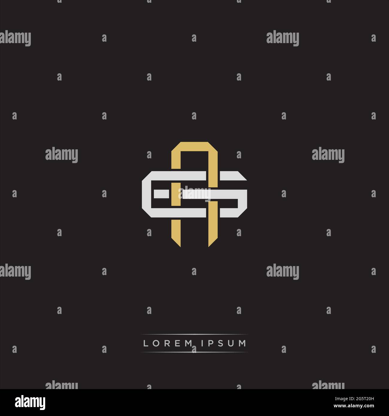 Initial Letter Overlapping Interlock Logo Monogramm Linie Art Stil auf schwarzem Hintergrund Vorlage isoliert Stock Vektor