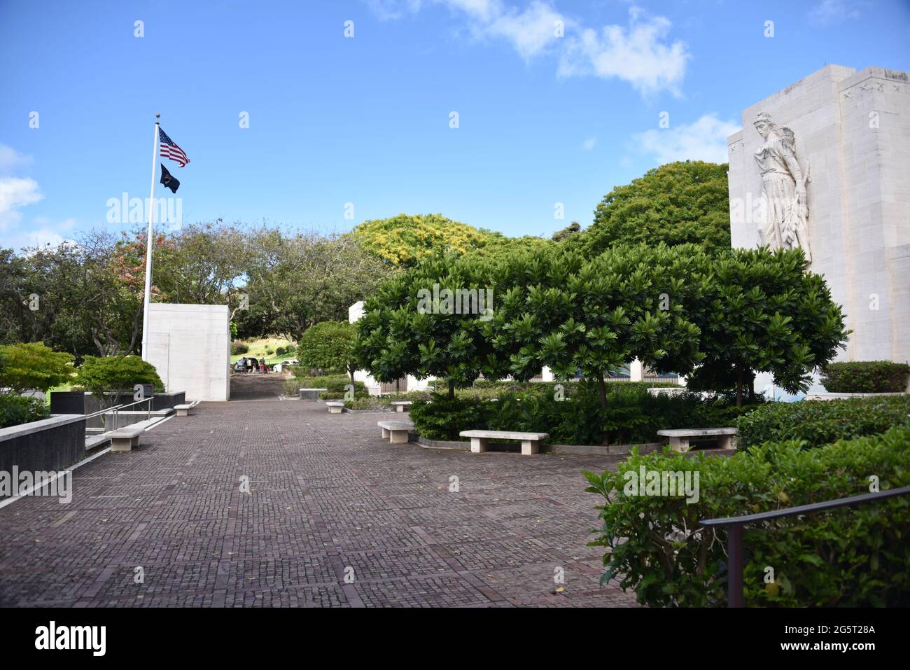 Oahu, Hi. USA 6/5/2021. National Memorial Cemetery of the Pacific. Ruhestätte für 61,000. 53,000 aus dem Ersten und Zweiten Weltkrieg, Korea und Vietnam. Stockfoto