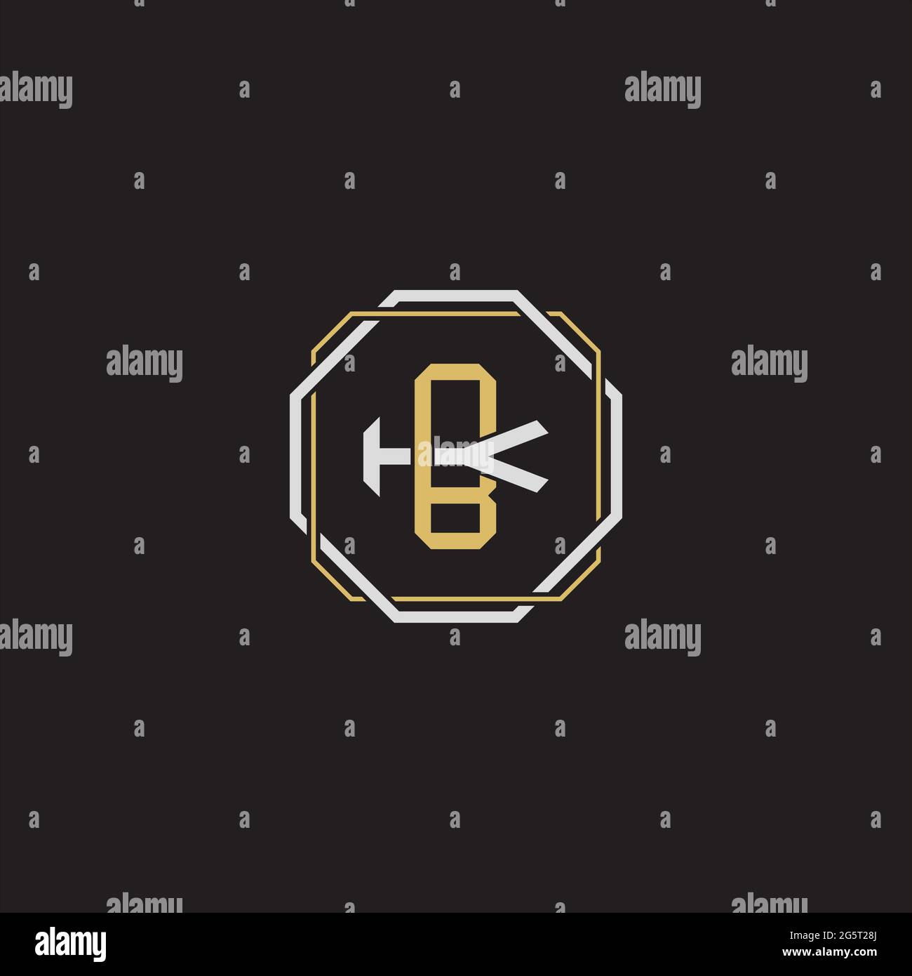 Initial Letter Overlapping Interlock Logo Monogramm Linie Art Stil auf schwarzem Hintergrund Vorlage isoliert Stock Vektor
