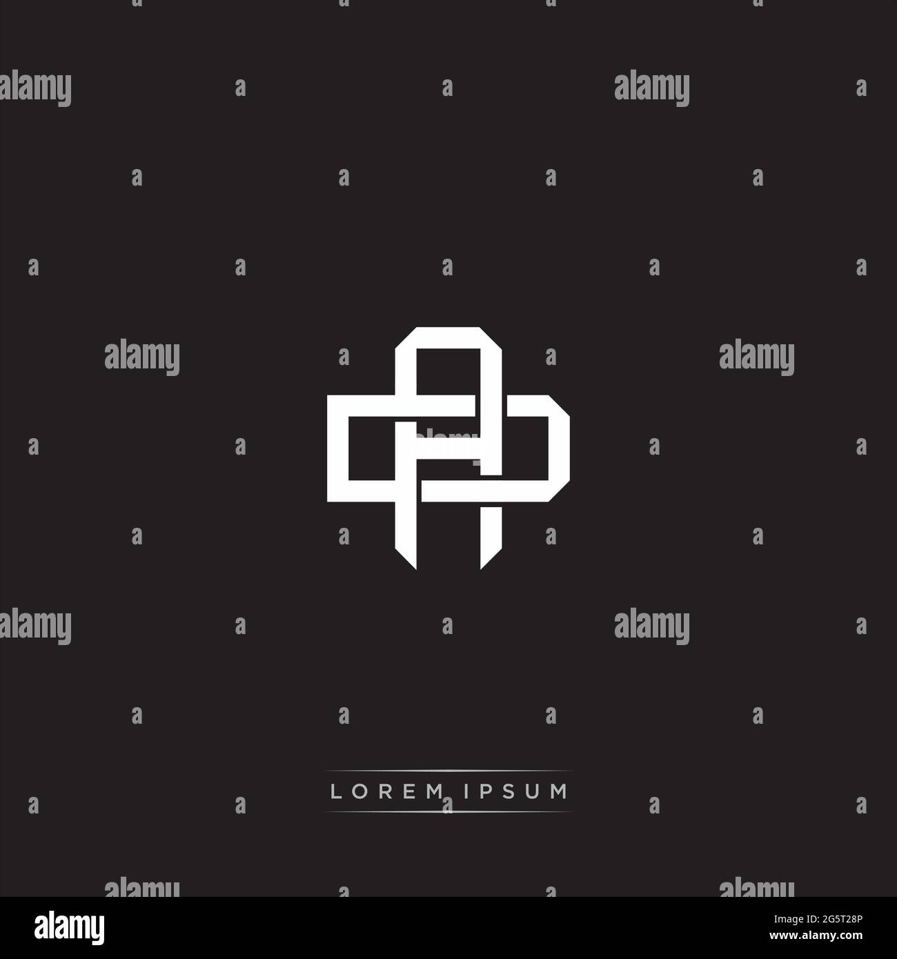 Initial Letter Overlapping Interlock Logo Monogramm Linie Art Stil auf schwarzem Hintergrund Vorlage isoliert Stock Vektor