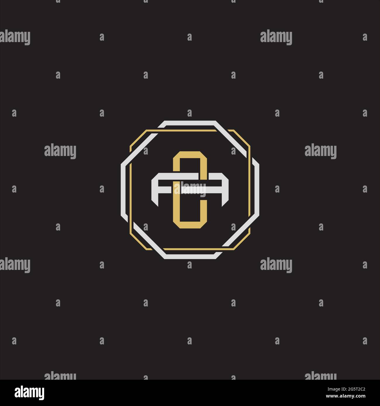 Initial Letter Overlapping Interlock Logo Monogramm Linie Art Stil auf schwarzem Hintergrund Vorlage isoliert Stock Vektor