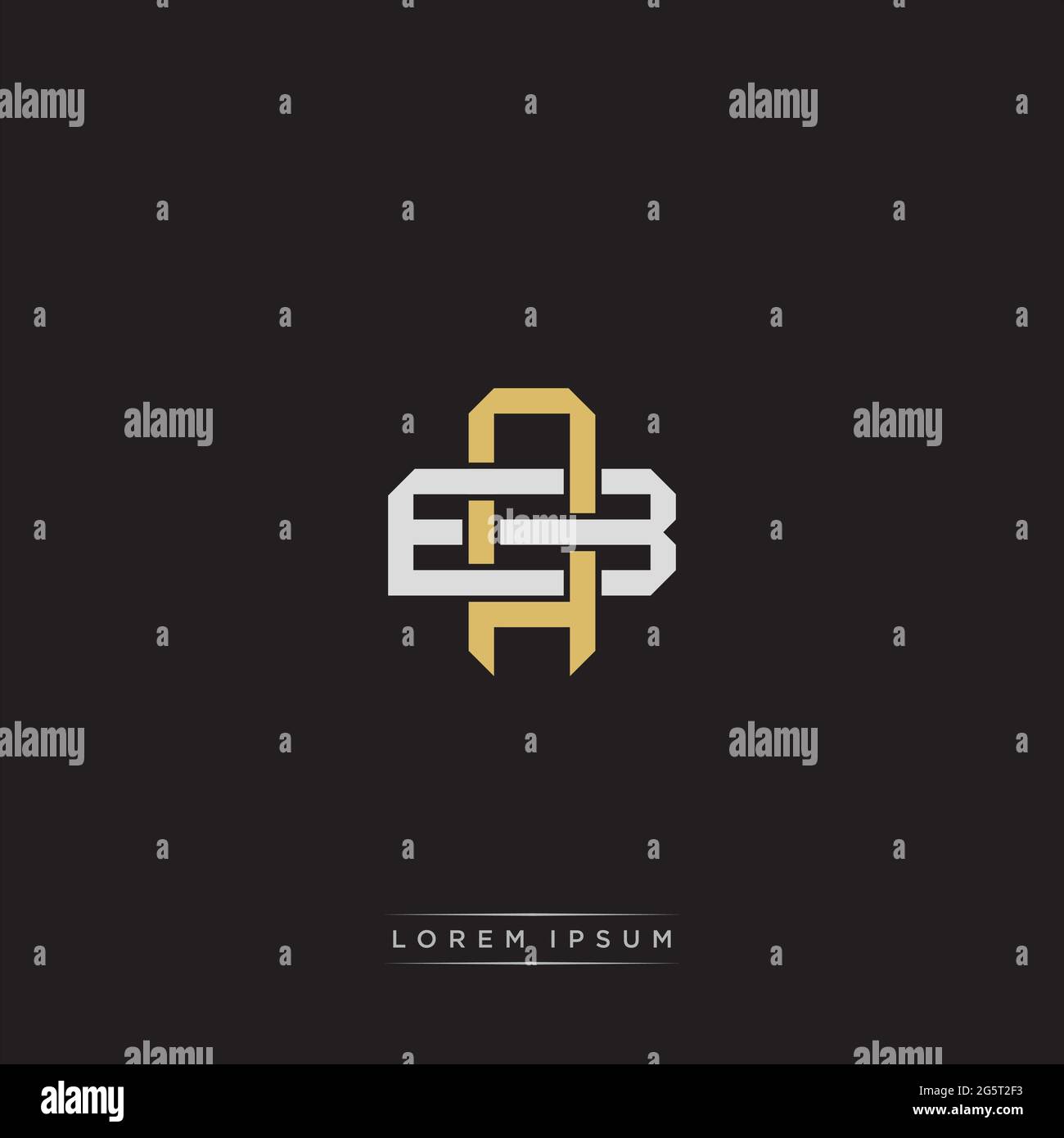Initial Letter Overlapping Interlock Logo Monogramm Linie Art Stil auf schwarzem Hintergrund Vorlage isoliert Stock Vektor