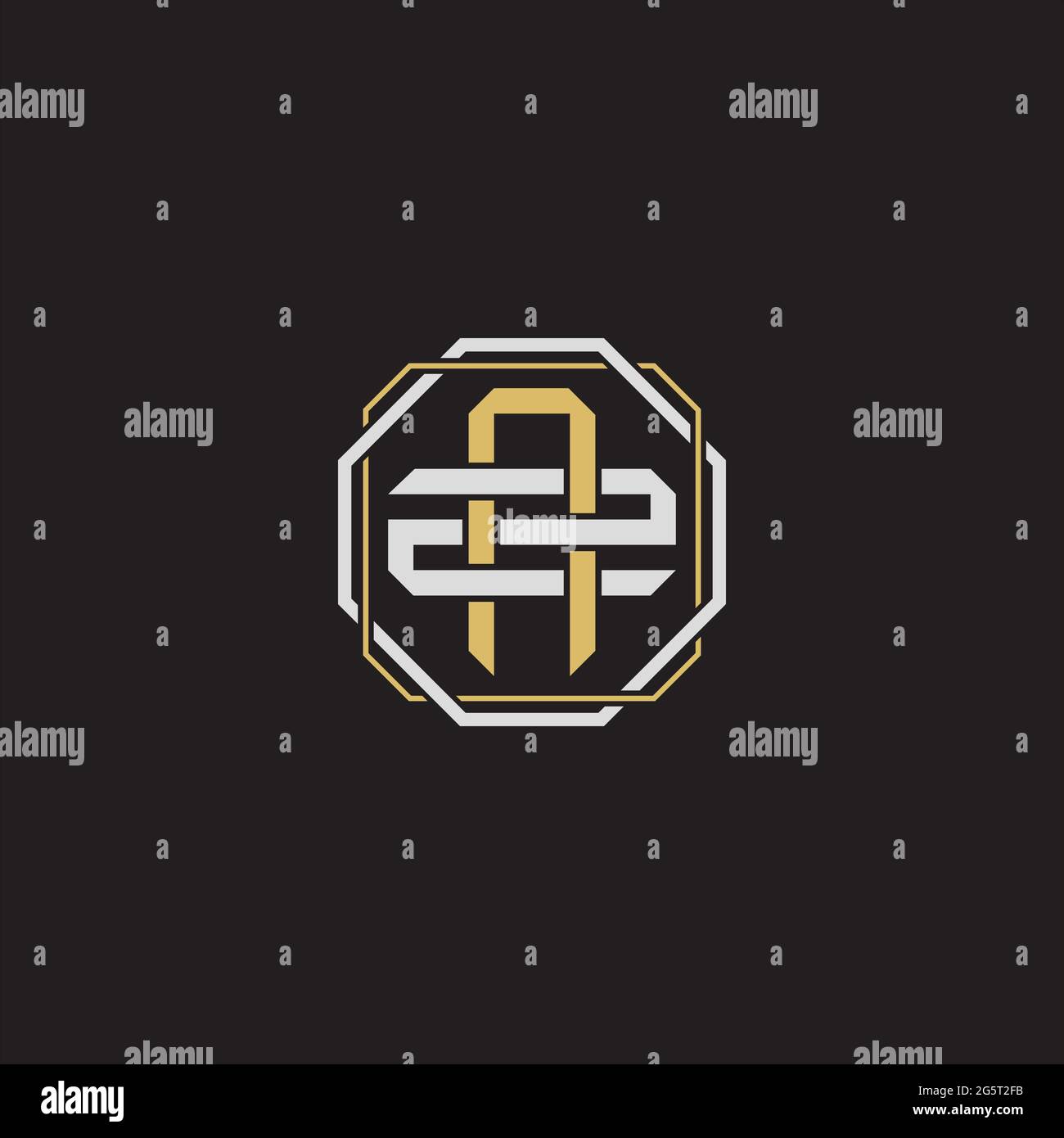 Initial Letter Overlapping Interlock Logo Monogramm Linie Art Stil auf schwarzem Hintergrund Vorlage isoliert Stock Vektor