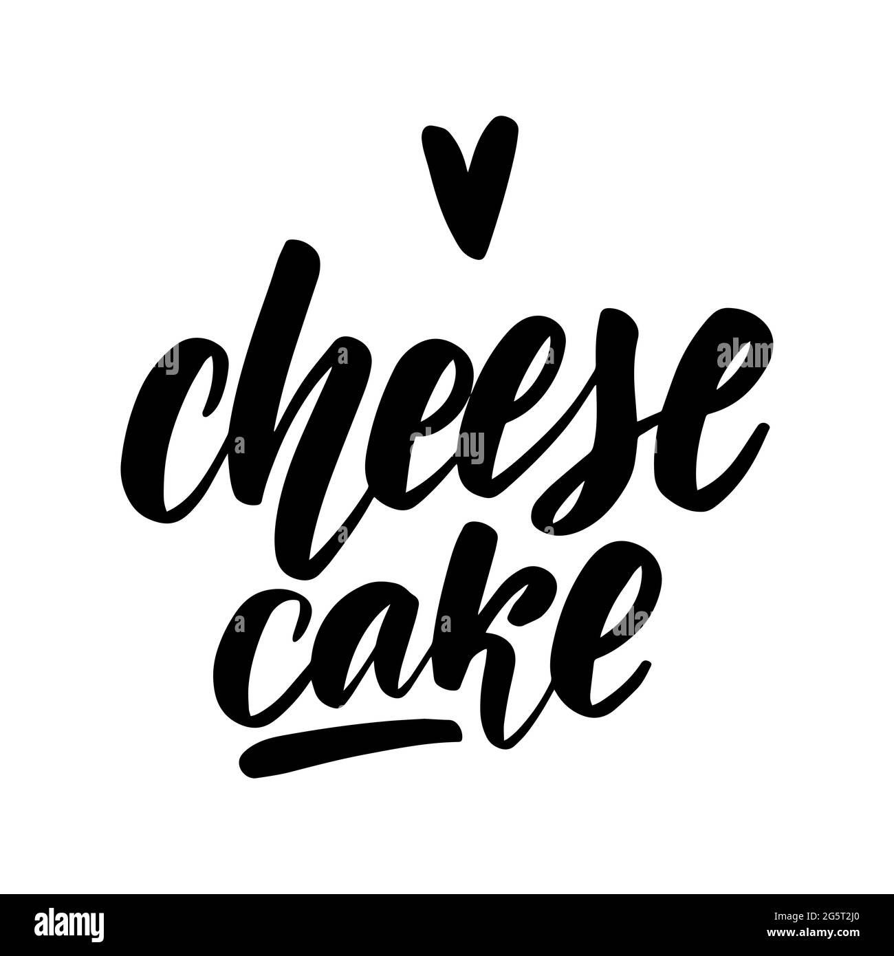 Käsekuchen. Handschriftliche Stock Schriftzug Typografie Vektor Stock Vektor