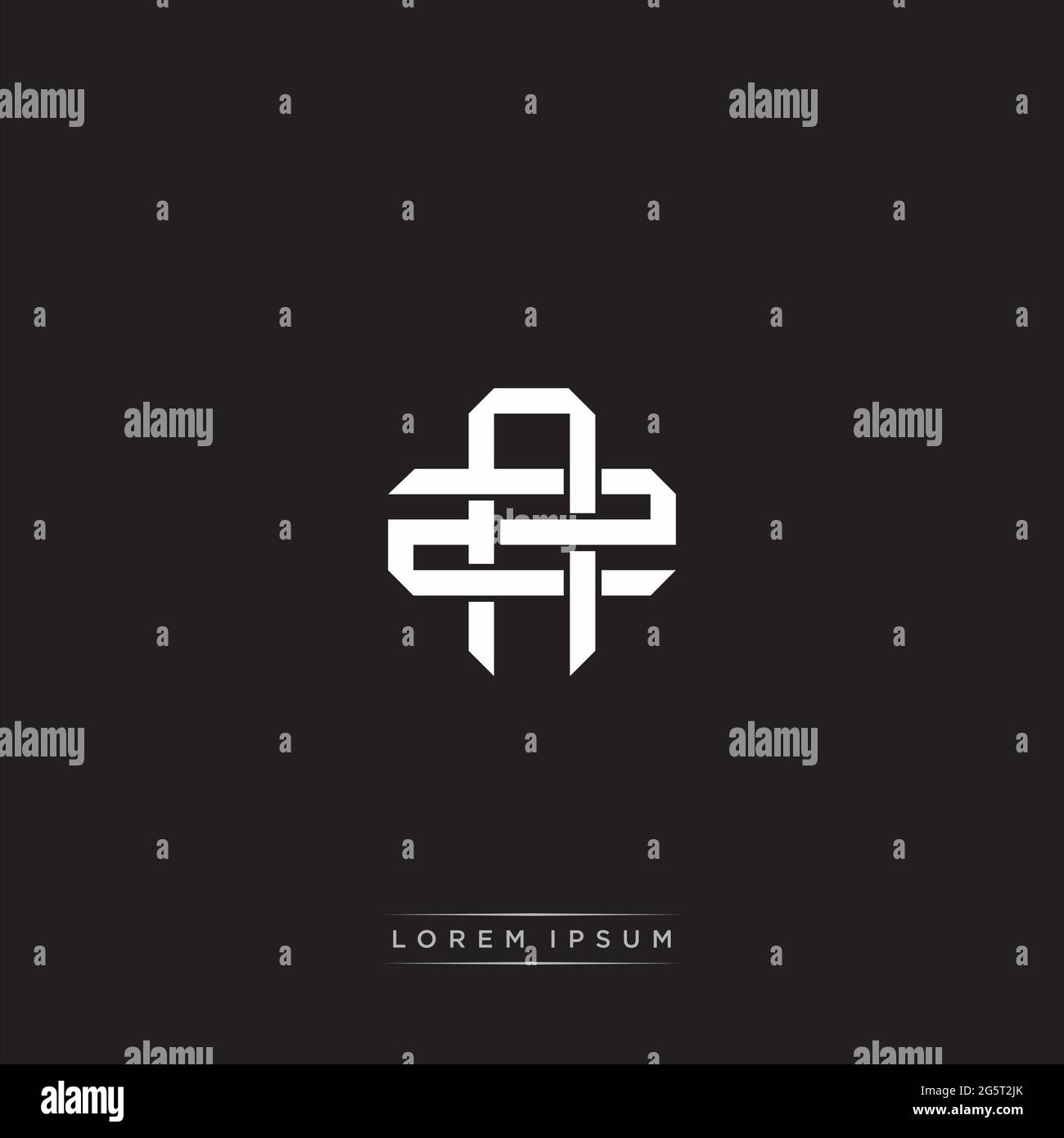 Initial Letter Overlapping Interlock Logo Monogramm Linie Art Stil auf schwarzem Hintergrund Vorlage isoliert Stock Vektor