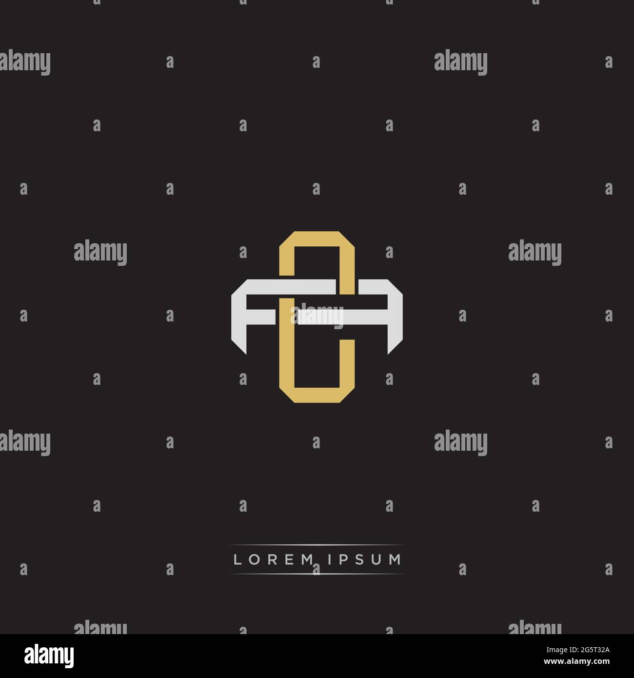 Initial Letter Overlapping Interlock Logo Monogramm Linie Art Stil auf schwarzem Hintergrund Vorlage isoliert Stock Vektor