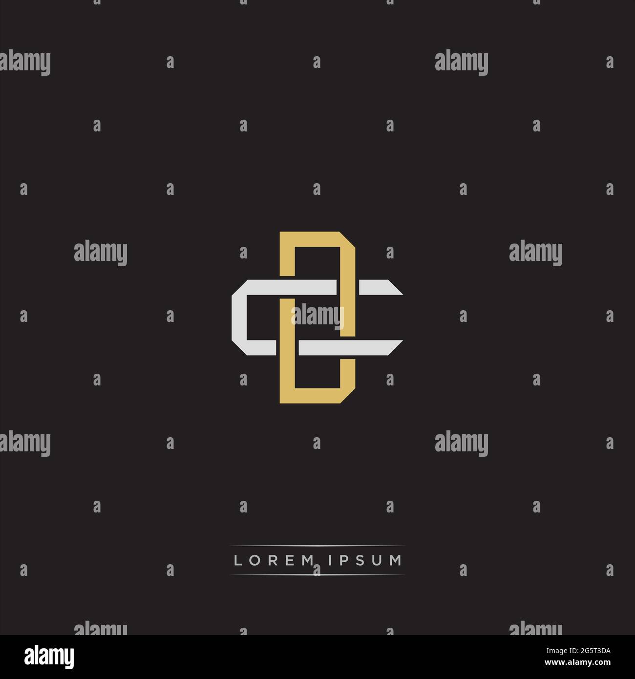 Initial Letter Overlapping Interlock Logo Monogramm Linie Art Stil auf schwarzem Hintergrund Vorlage isoliert Stock Vektor