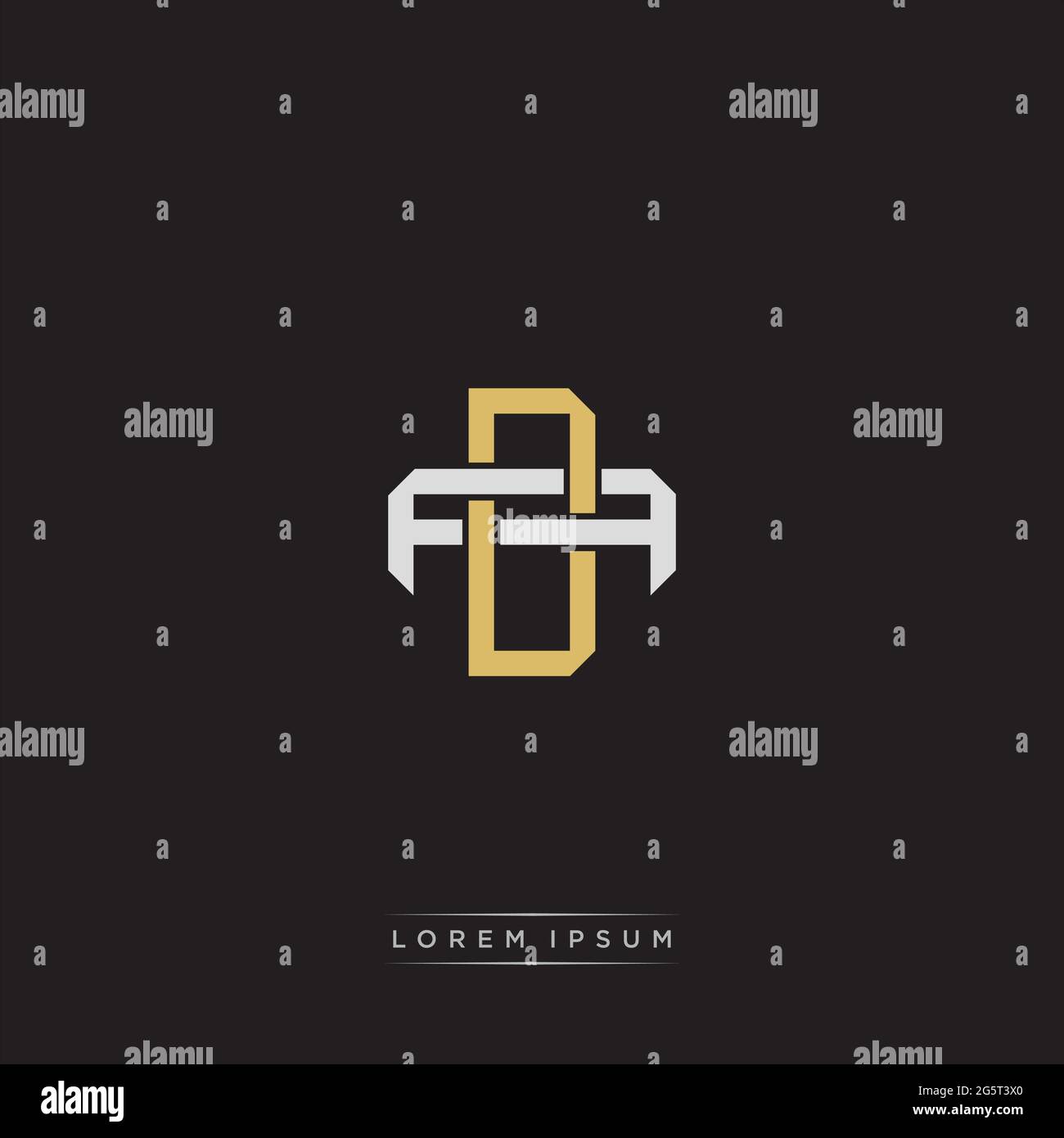 Initial Letter Overlapping Interlock Logo Monogramm Linie Art Stil auf schwarzem Hintergrund Vorlage isoliert Stock Vektor