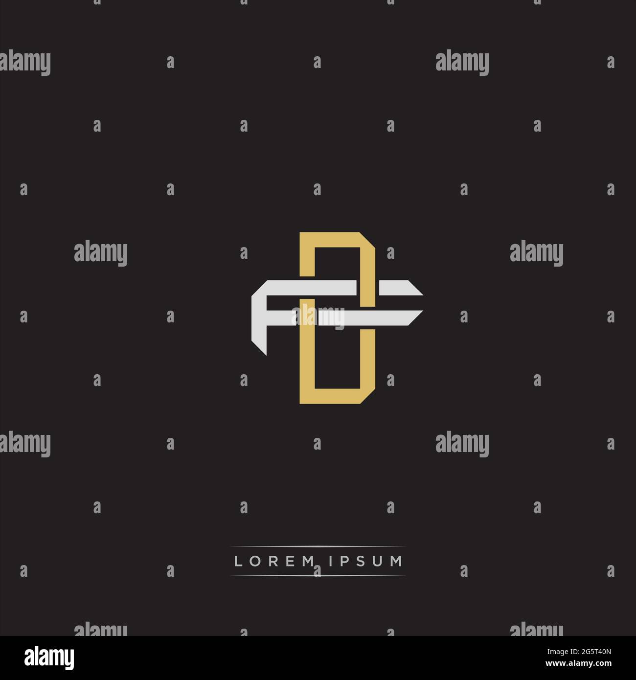 Initial Letter Overlapping Interlock Logo Monogramm Linie Art Stil auf schwarzem Hintergrund Vorlage isoliert Stock Vektor