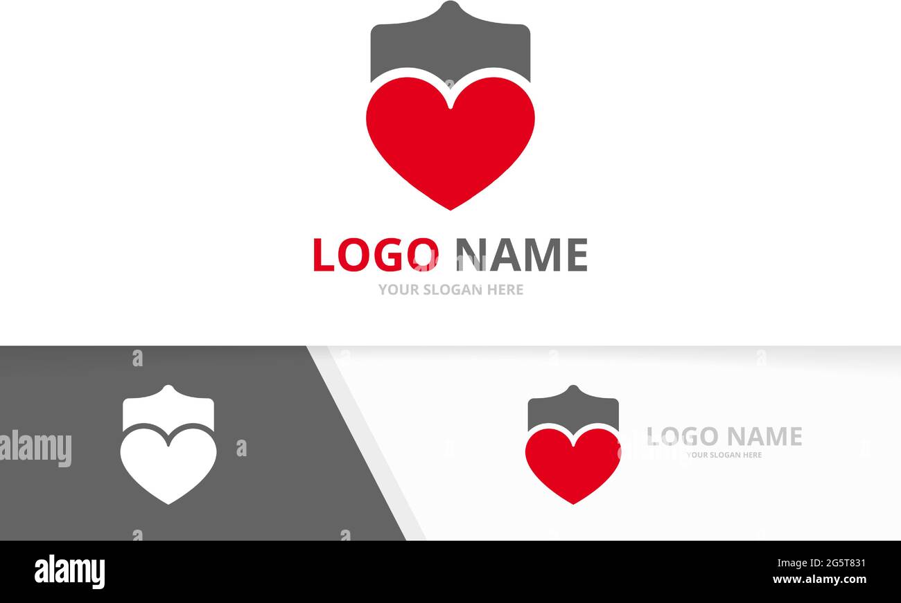 Kombination aus Herz und Sicherheitslogo. Design-Vorlage für Love and Shield-Logos. Stock Vektor