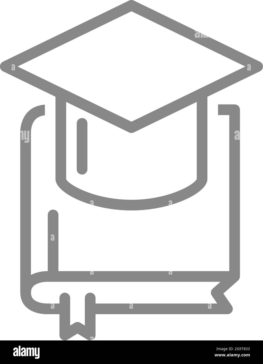 Buch mit Symbol für Abschlusskappe. Abschlussprüfung, Hochschule, Hochschulbildung Symbol Stock Vektor