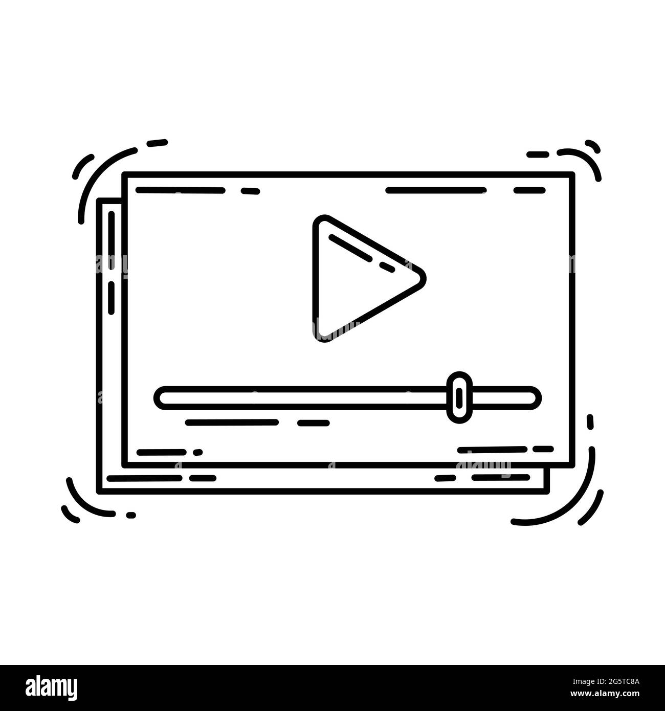 ECommerce Icon Video . Handgezeichnetes Icon-Set, Umriss schwarz, Doodle-Symbol, Vektor-Icon-Design. Stock Vektor