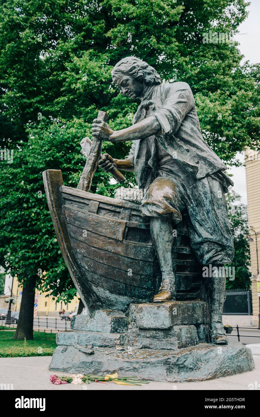 Denkmal "Kaiser Peter der erste baut ein Schiff". Stockfoto