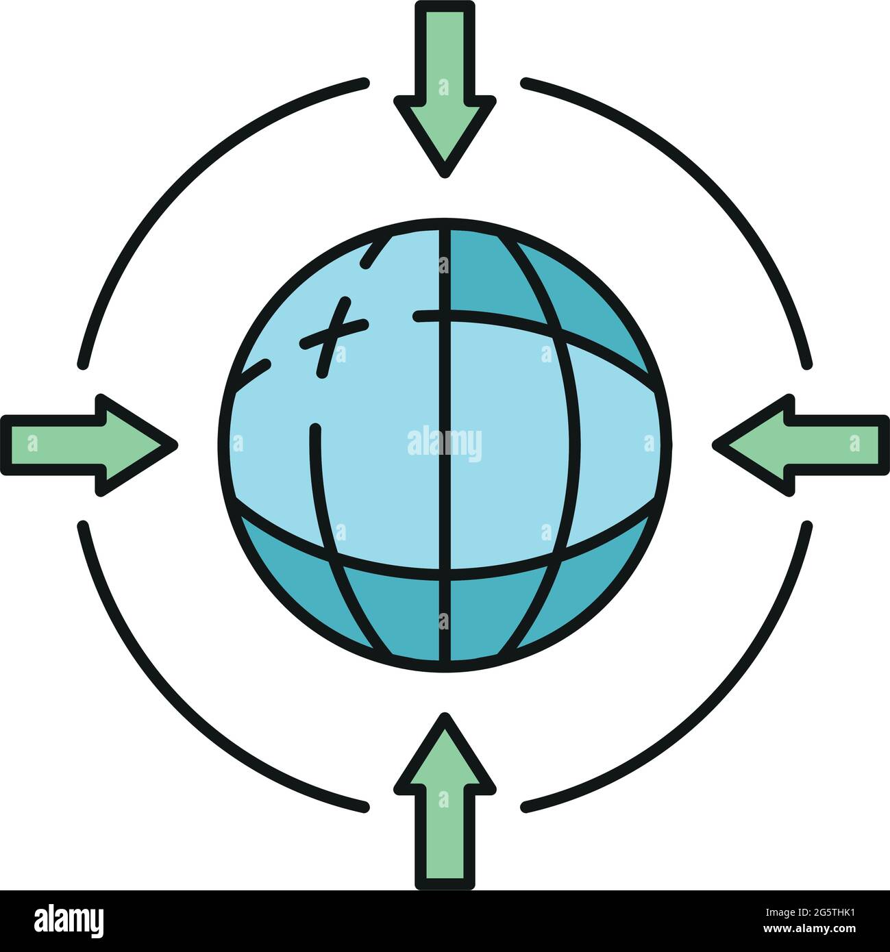 Suchinformationen im globalen Internet Cloud Computer Technology Symbol, Online-Datenbank Umriss flache Vektor-Illustration, isoliert auf weiß. Konzept Web Stock Vektor