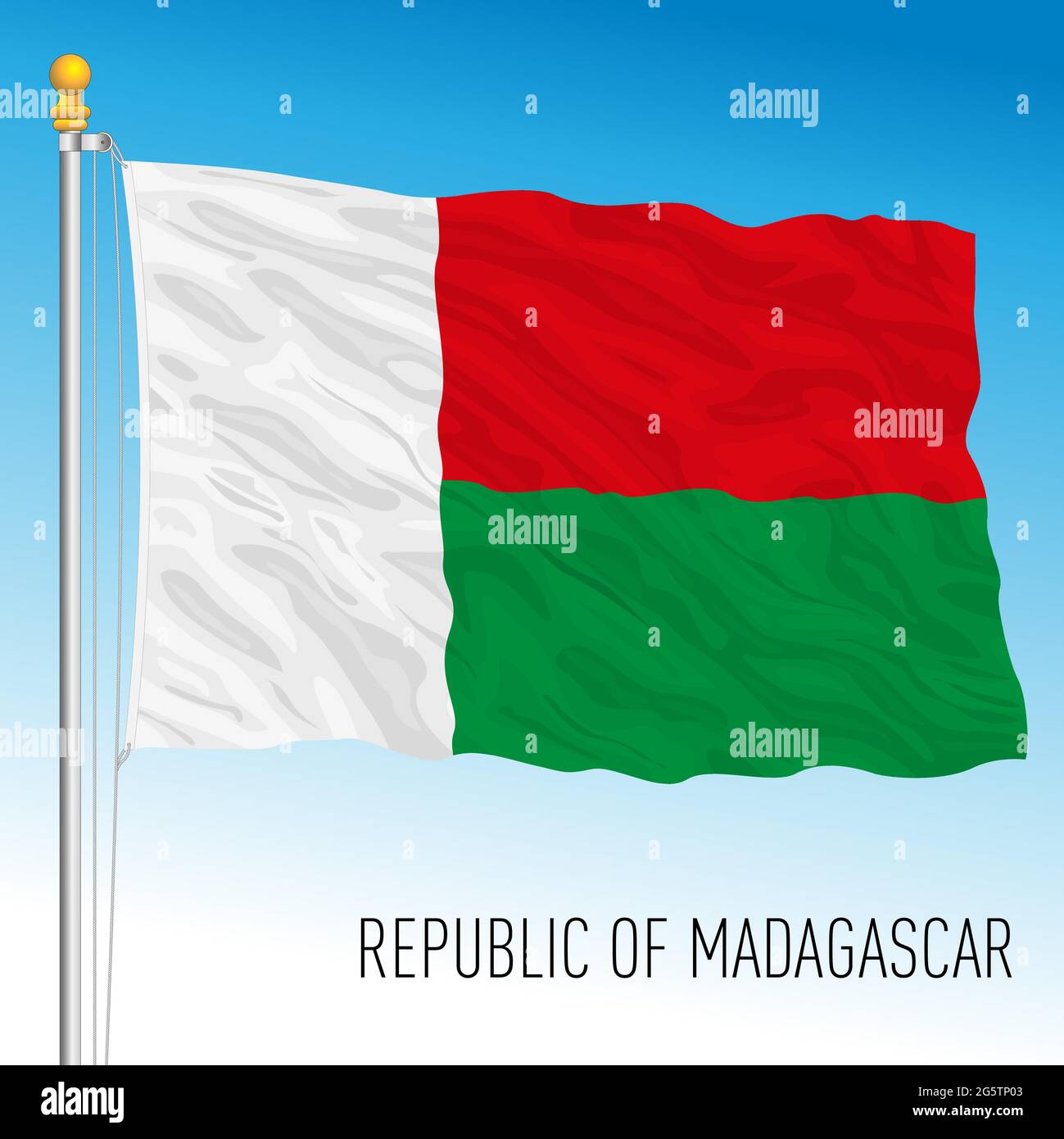 Offizielle Nationalflagge Madagaskars, afrikanisches Land, Vektorgrafik Stock Vektor