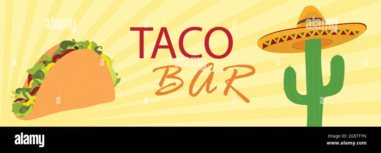 Vintage Tacos Bar Banner Vorlage Design. Vektorgrafik Stock Vektor