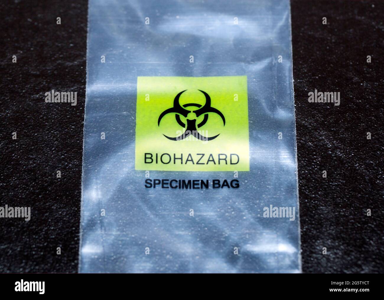 Biohazard, Probenbeutel Stockfoto