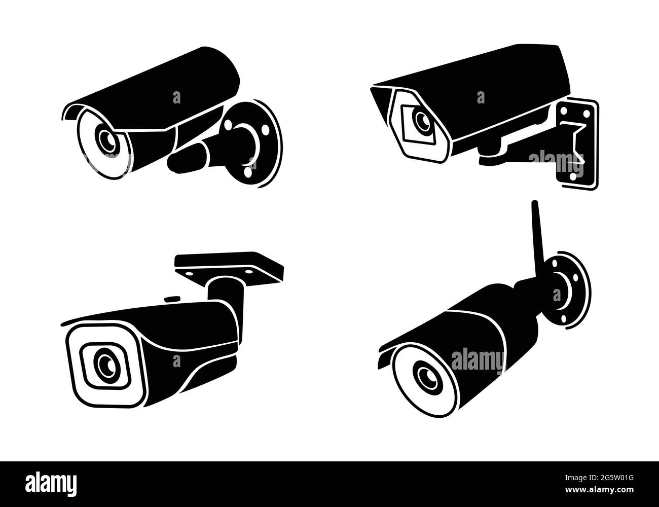 CCTV-Kamera-Symbol für Beobachtung eingestellt. Überwachungskamera. Vektorgrafik Stock Vektor