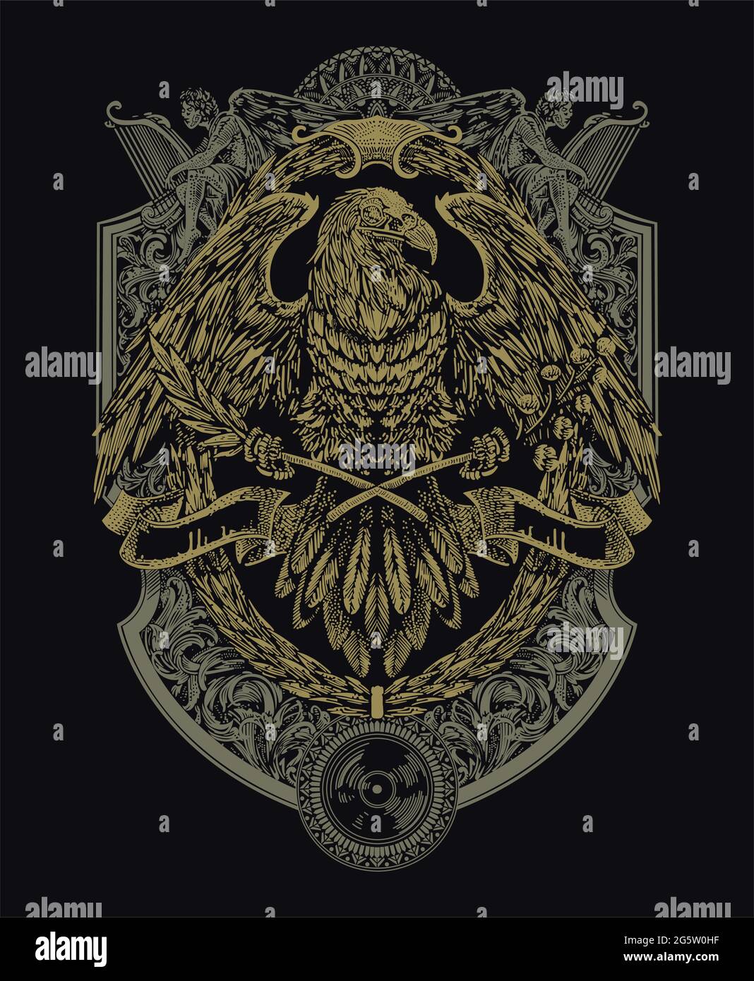 Eagle Details Grafik Design Vektor Illustration Stock Vektor