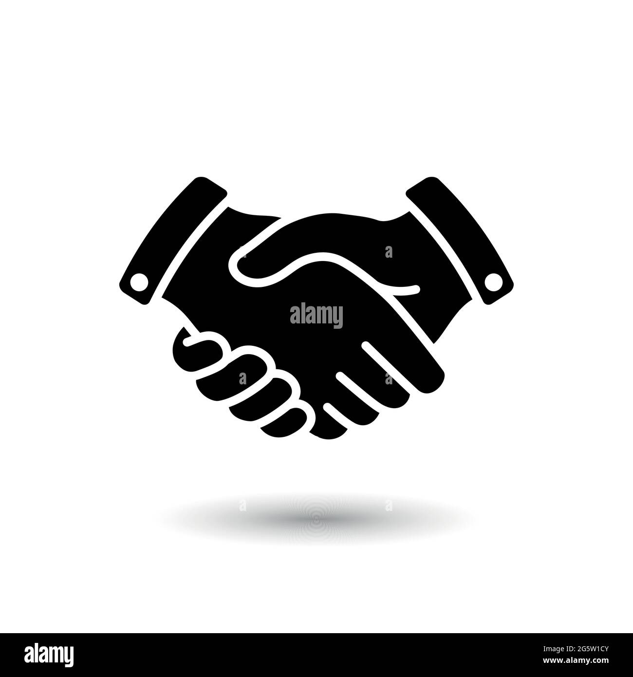 Vektor Handshake flaches Symbol, Zeichen. Geschäftsvertrag, Vertragssymbol. Isolierte Schwarz-Weiß-Illustration. Stock Vektor