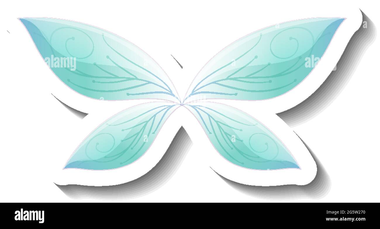 Eine Stickervorlage mit blauem Schmetterling in märchenhafter Illustration Stock Vektor
