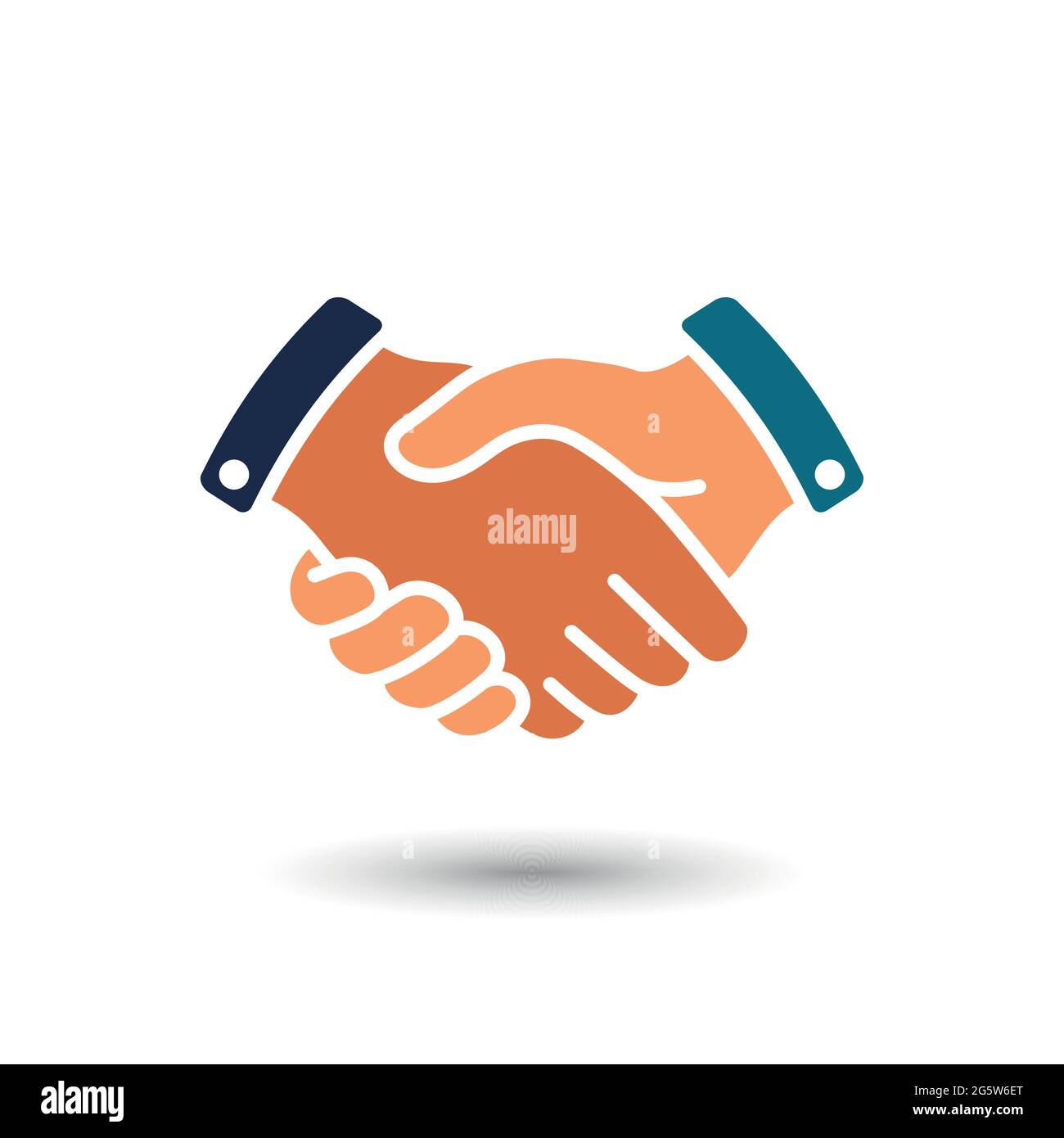 Vektor Handshake flaches Symbol, Zeichen. Geschäftsvertrag, Vertragssymbol. Isolierte farbige Abbildung. Stock Vektor
