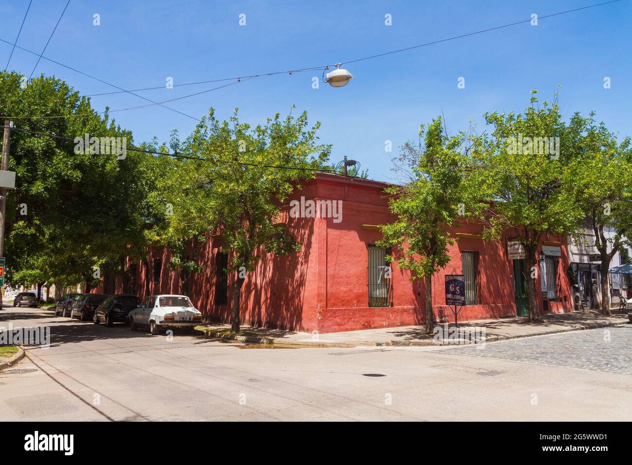 Old Town Corner in San Antonio de Areco, Provinz Buenos Aires, Argentinien Stockfoto Old Town Corner in San Antonio de Areco, Provinz Buenos Aires, Argentinien Stockfoto