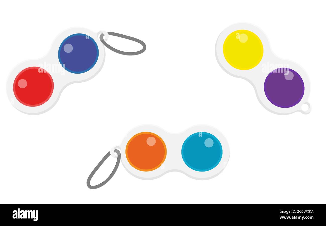 Set Antistress Spielzeug Fidget sensorische einfache Grübchen Stock Vektor