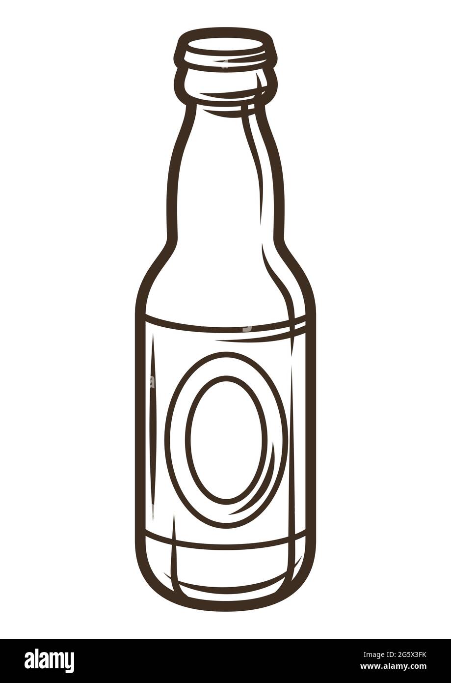 Abbildung der Glasbierflasche. Objekt in Gravur handgezeichneten Stil. Altes Element für Bierfest oder Oktoberfest. Stock Vektor