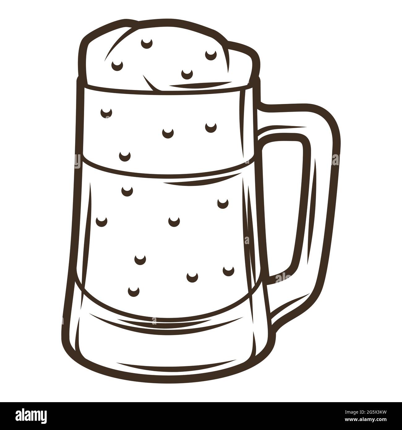 Illustration von Glas-Becher mit Bier. Objekt in Gravur handgezeichneten Stil. Altes Element für Bierfest oder Oktoberfest. Stock Vektor