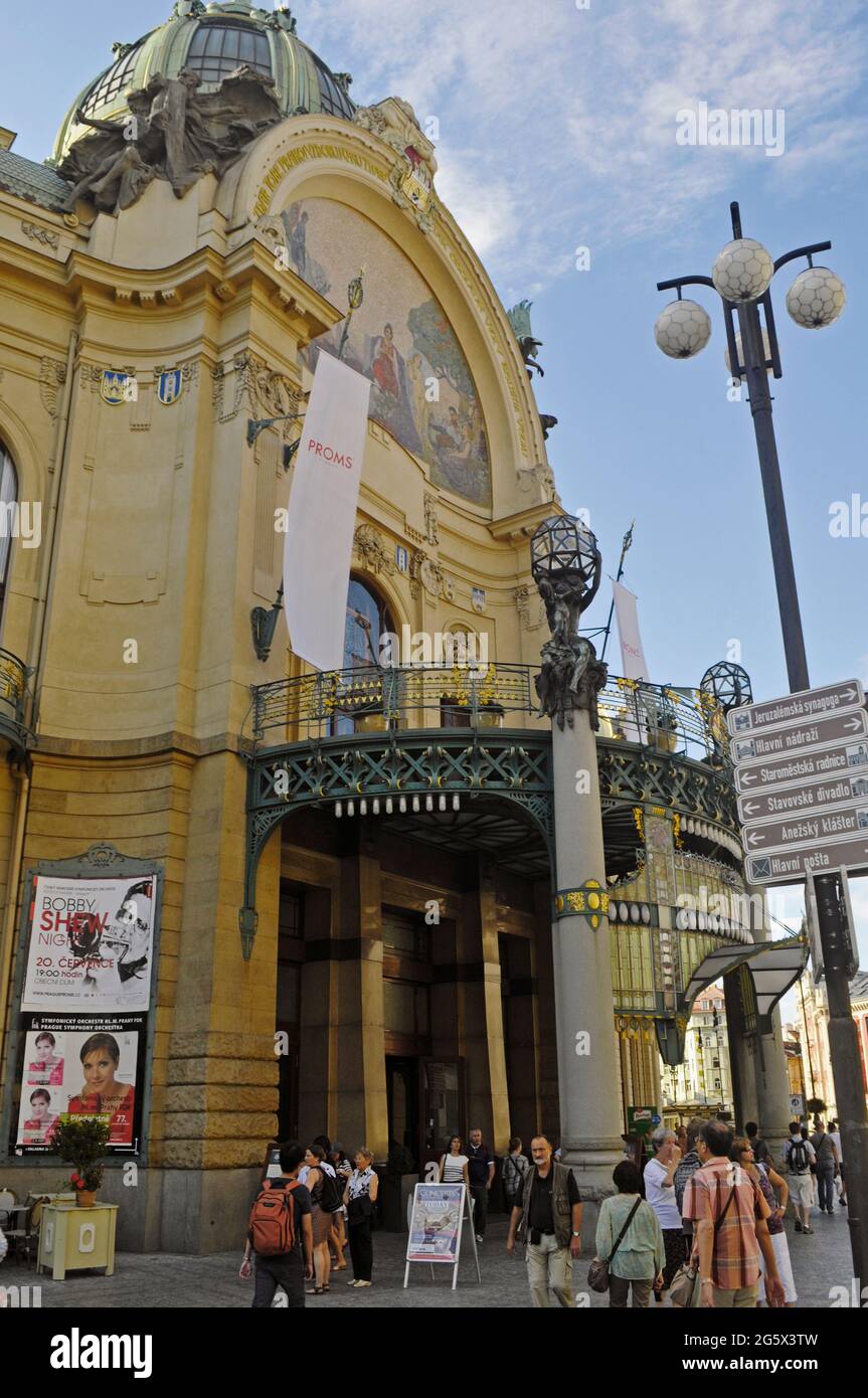 Gemeindehaus und Theater, Obecni Dum, Prag, Tschechische Republik Stockfoto