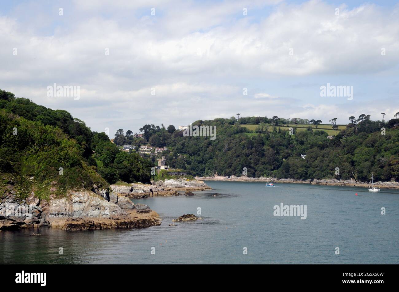 Blick vom South West Coast Path in der Nähe von Dartmouth in South Devon. Stockfoto