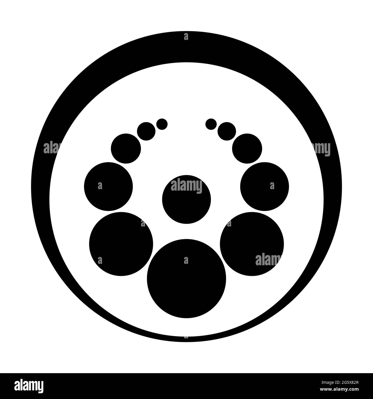 Kornkreismuster. Kreise graduiert und nach dem goldenen Schnitt angeordnet. Heilige Geometrie und ein Mandala-ähnliches Symbol, das einem Kornkreis nachempfunden ist. Stockfoto
