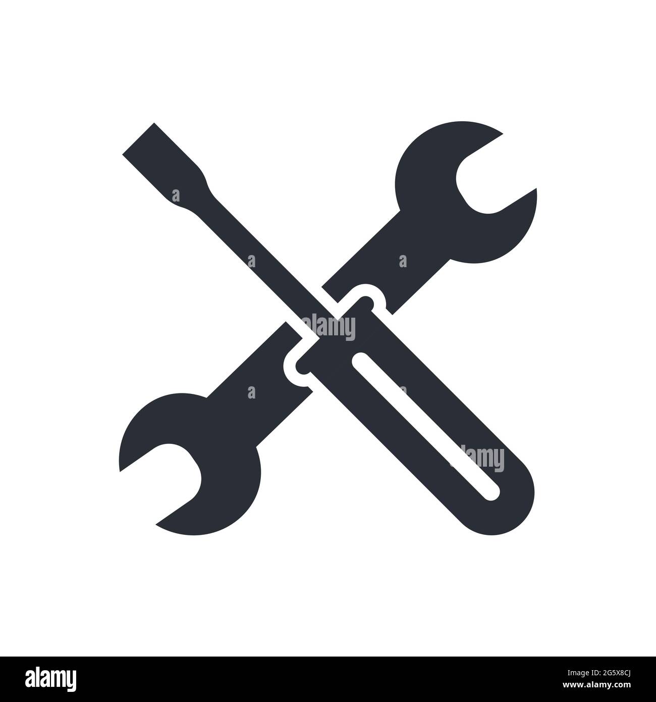 Symbol für Schraubenschlüssel- und Schraubendreherwerkzeuge für die Vektordarstellung „Mechanische Reparatur und Wartung“ Stock Vektor