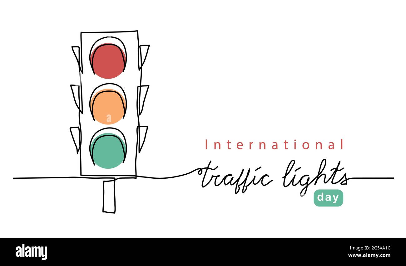 Internationale Ampeln Tag Vektor Hintergrund, Banner, Poster mit Schriftzug Ampeln. Semaphore einzeilige Kunstdarstellung Stock Vektor
