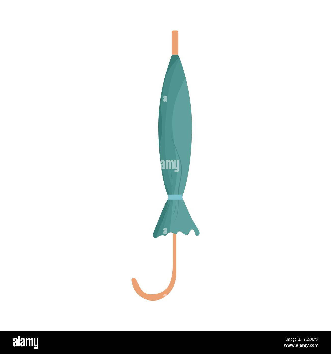 Geschlossener Regenschirm isoliert auf weißem Hintergrund in Cartoon, flachen Stil Stock Vektor-Illustration. Regenschutz, Zubehörkonzept. Vektorgrafik Stock Vektor