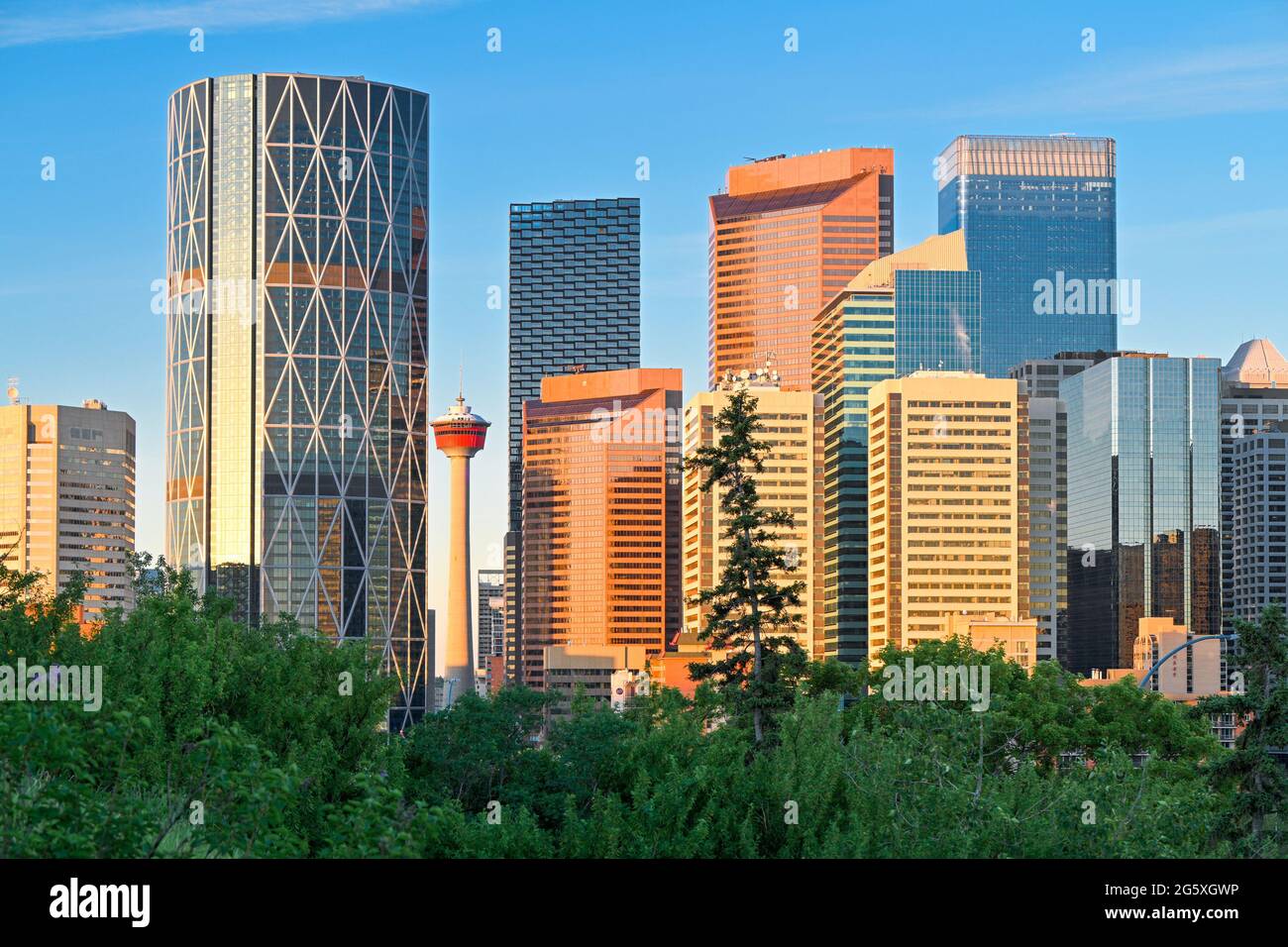 City Skyline, Bow Tower, Calgary, Alberta, Kanada Stockfoto