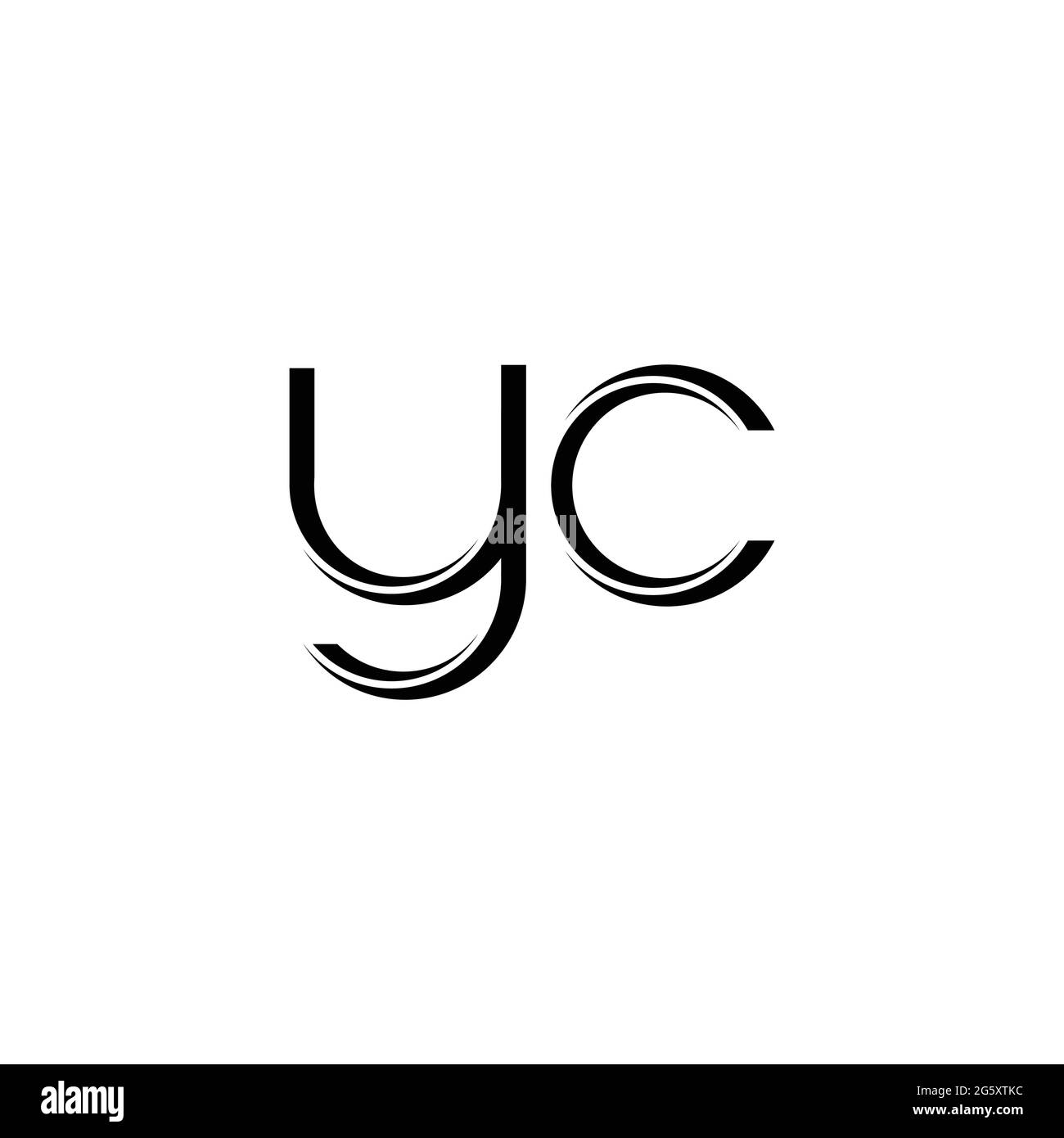 YC Logo-Monogramm mit abgerundeter moderner Design-Vorlage auf weißem Hintergrund isoliert Stock Vektor