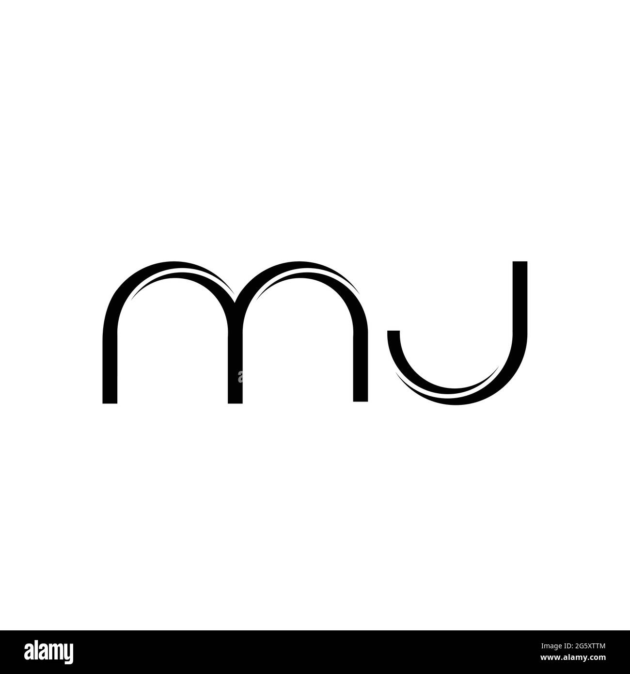 MJ Logo-Monogramm mit abgerundeter moderner Design-Vorlage auf weißem Hintergrund isoliert Stock Vektor