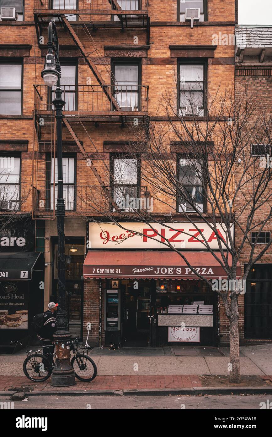 Joes Pizza Schild, im West Village, New York City Stockfoto
