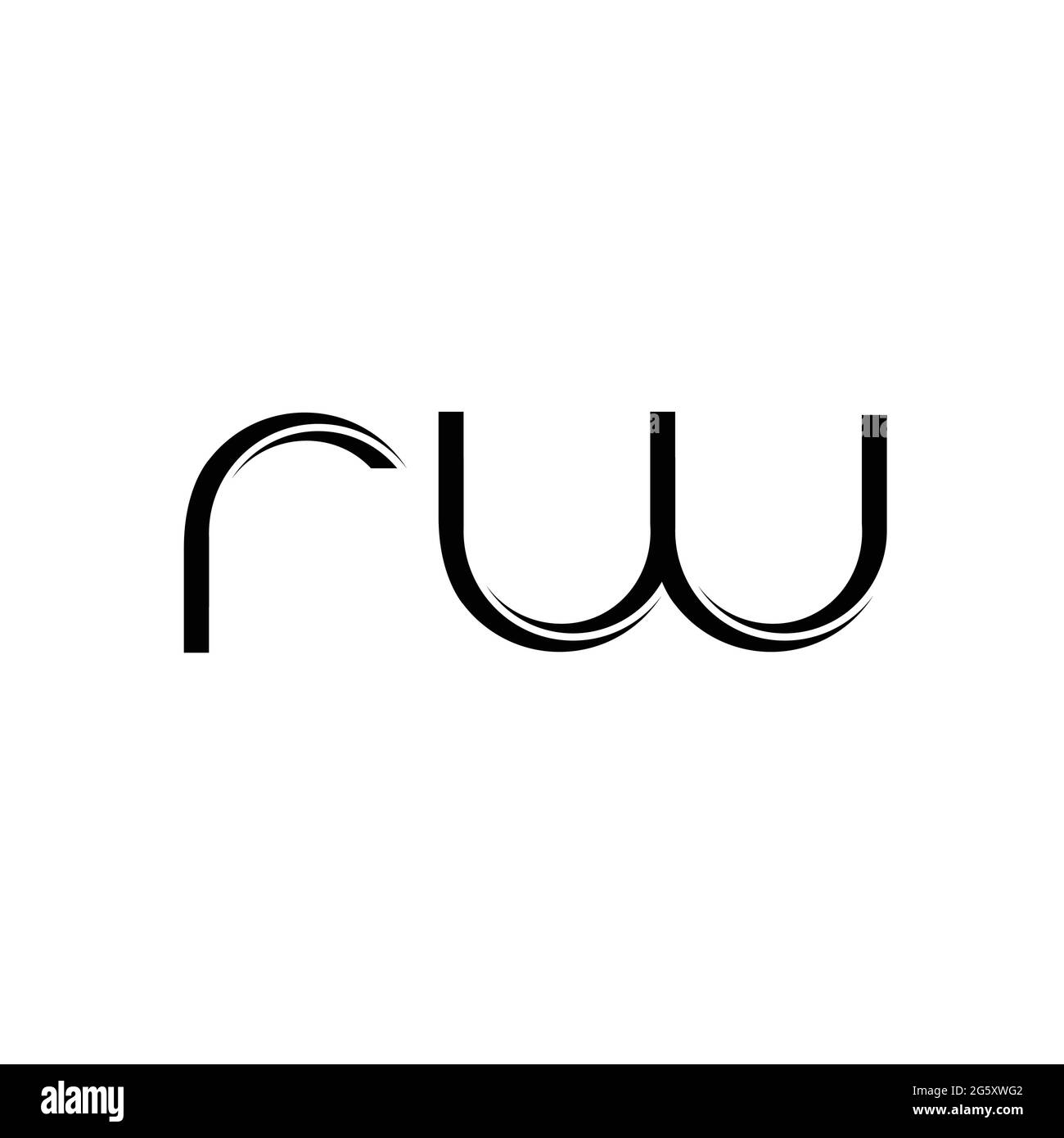 RW-Logo-Monogramm mit abgerundeter moderner Designvorlage auf weißem Hintergrund isoliert Stock Vektor