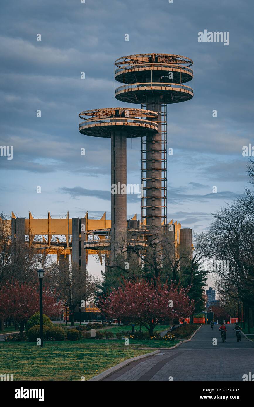 Türme im Flushing Meadows Corona Park, Queens, New York Stockfoto