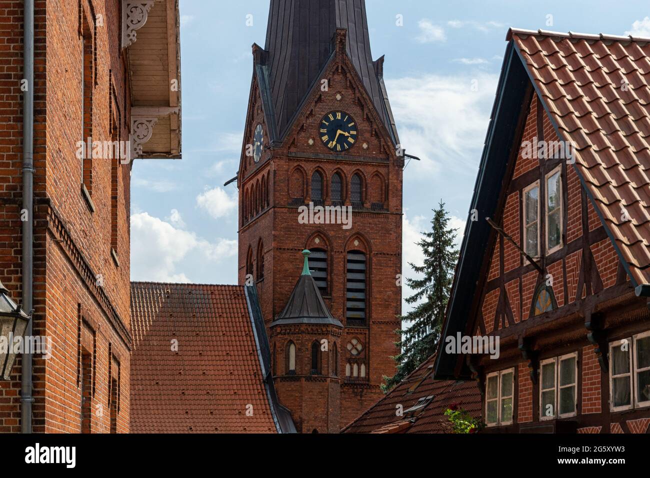 Historische Häuser in der Altstadt von Lauenburg Stockfoto