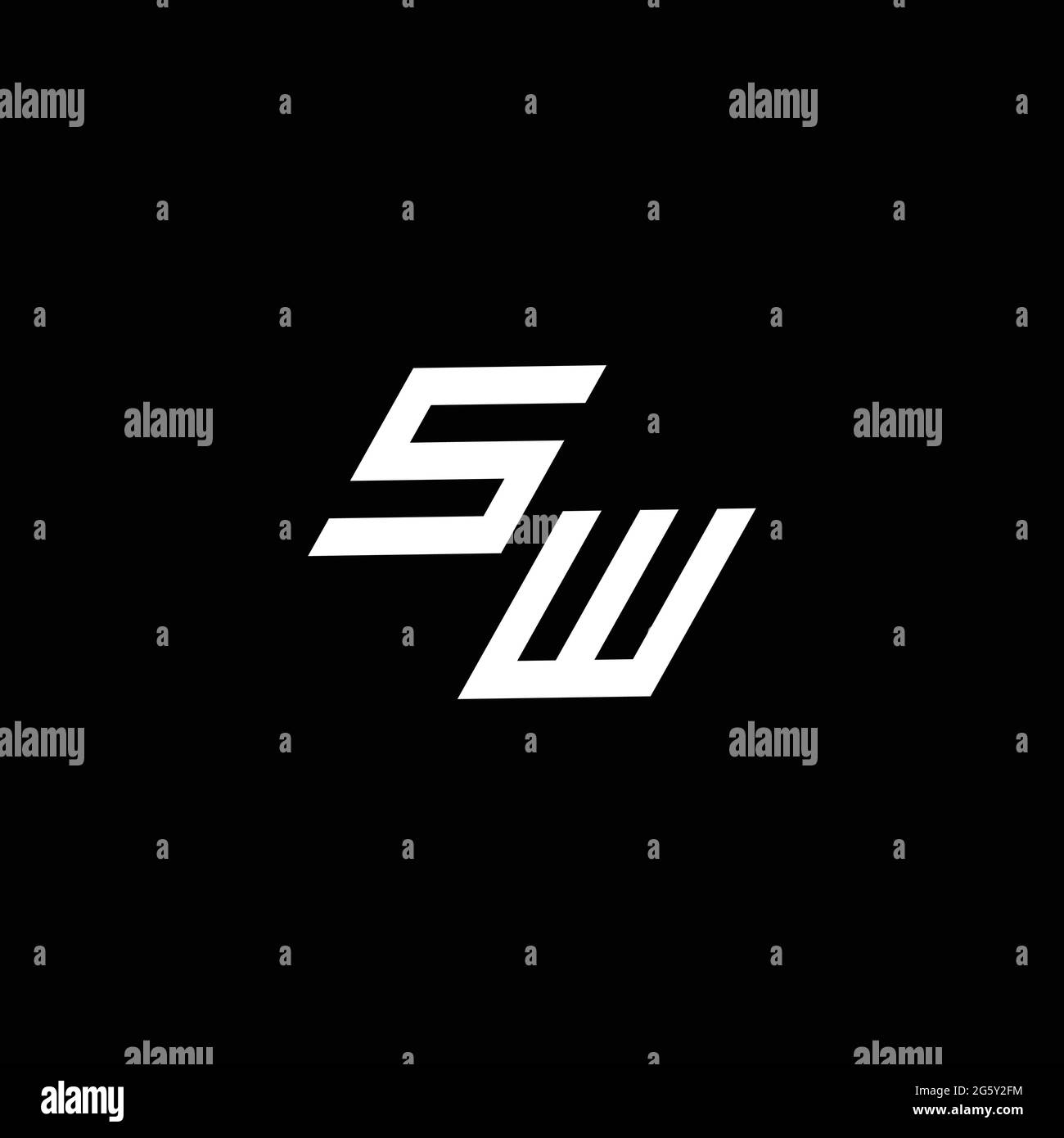 SW-Logo-Monogramm mit bis zu Down-Stil moderne Design-Vorlage isoliert auf schwarzem Hintergrund Stock Vektor