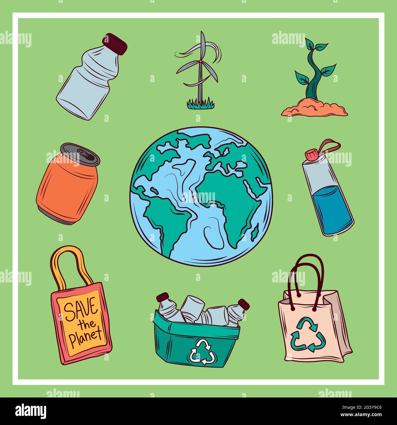 Setzen Sie Reduce Reuse Recycle Stock Vektor