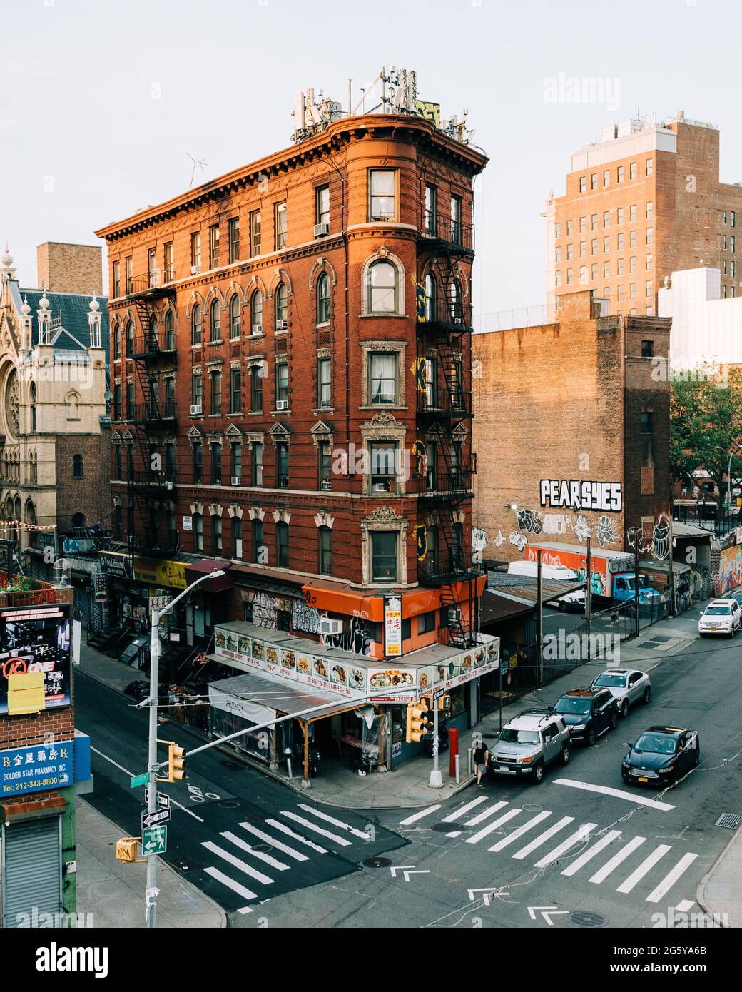 Blick auf die Lower East Side von der Manhattan Bridge, New York City Stockfoto