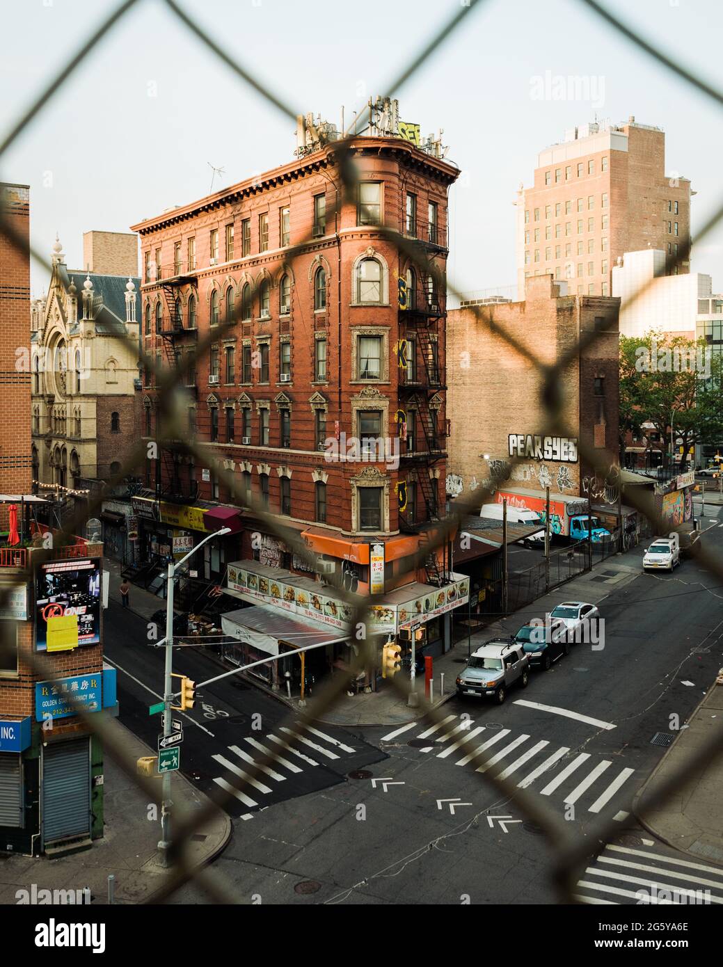 Blick auf die Lower East Side von der Manhattan Bridge, New York City Stockfoto