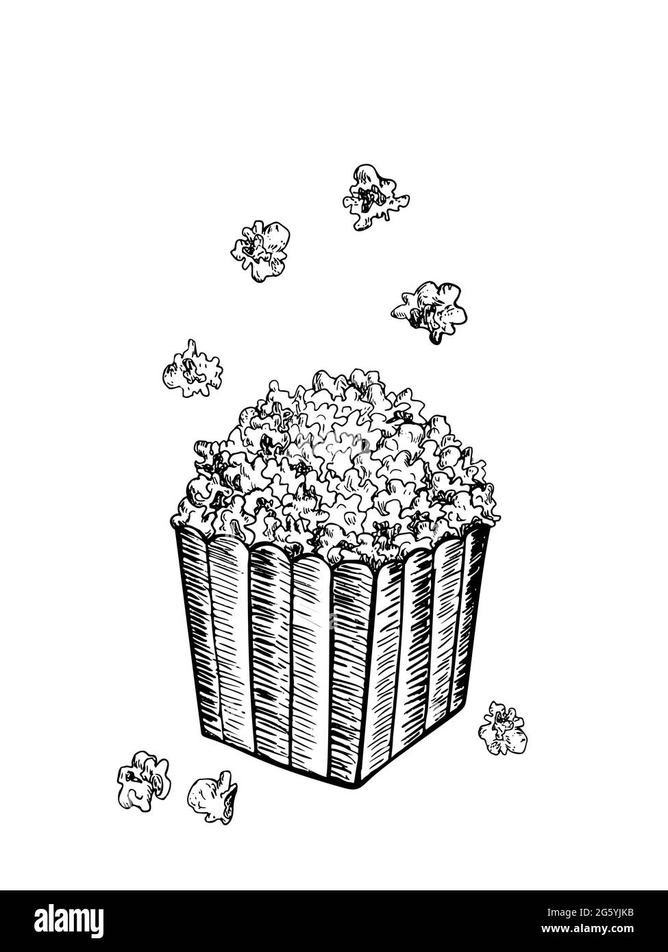 Pop Mais Skizze Vektorgrafik. „Fast Food Delicious Corn“-Symbol für Restaurantmenüs, Bekleidungsdesign und Drucke. Stock Vektor