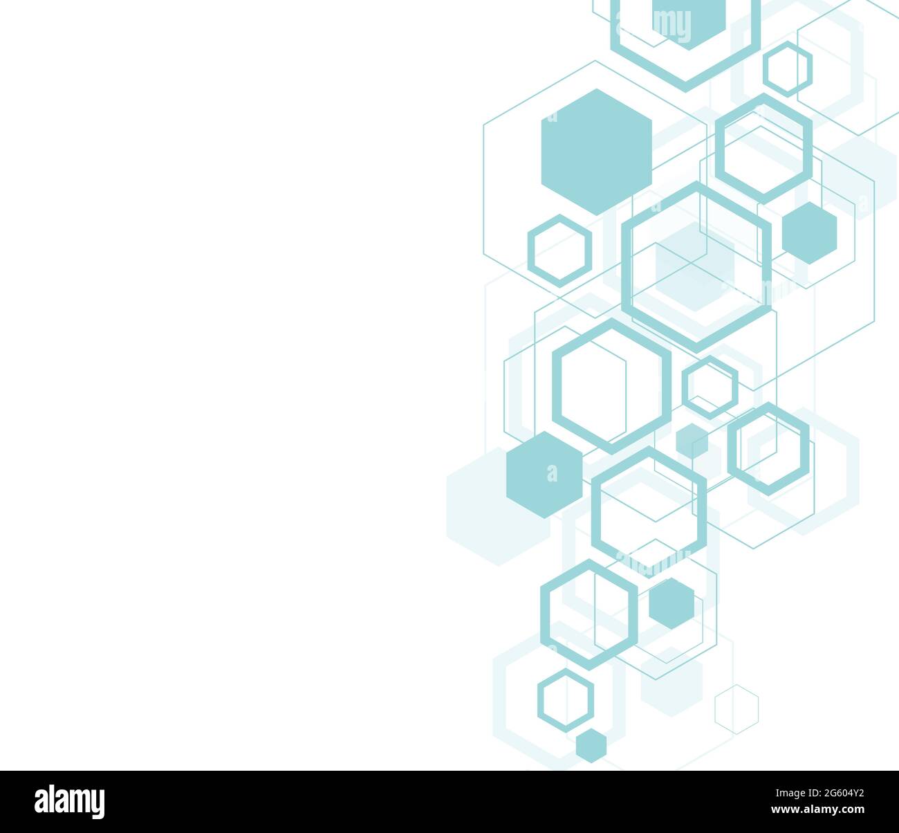 Wissenschaftlicher Molekülhintergrund für Medizin, Wissenschaft, Technologie, Kybernetik, Chemie. Tapete oder Banner mit einem hex DNA-Moleküle. Geometrisch Stockfoto